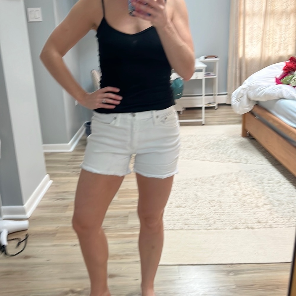 White denim jean shorts